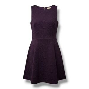 Eliza J Purple Textured Fit & Flare Dress Women’s Size 14 Sleeveless Zip-Back